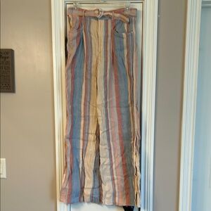 Anthropologie Striped Linen Wide-Leg Pants Sz 4